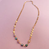 Coin + Evil Eye 18k Gold Plated Layering Necklace